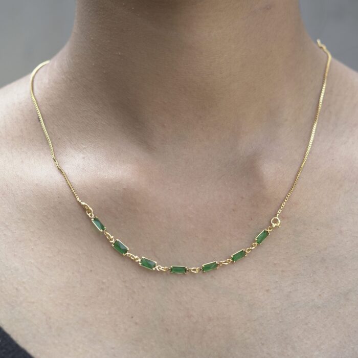 NECKPIECE  STONE LINE WITH BOX CHAIN (NECK014)