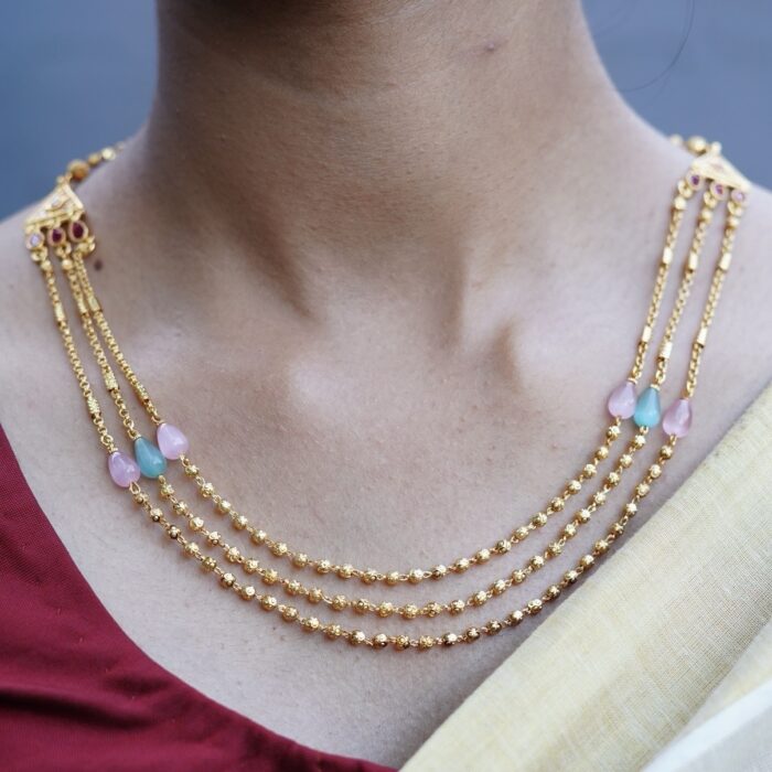 NECKPIECE  PASTEL 3 LAYER CHAIN (NECK006)