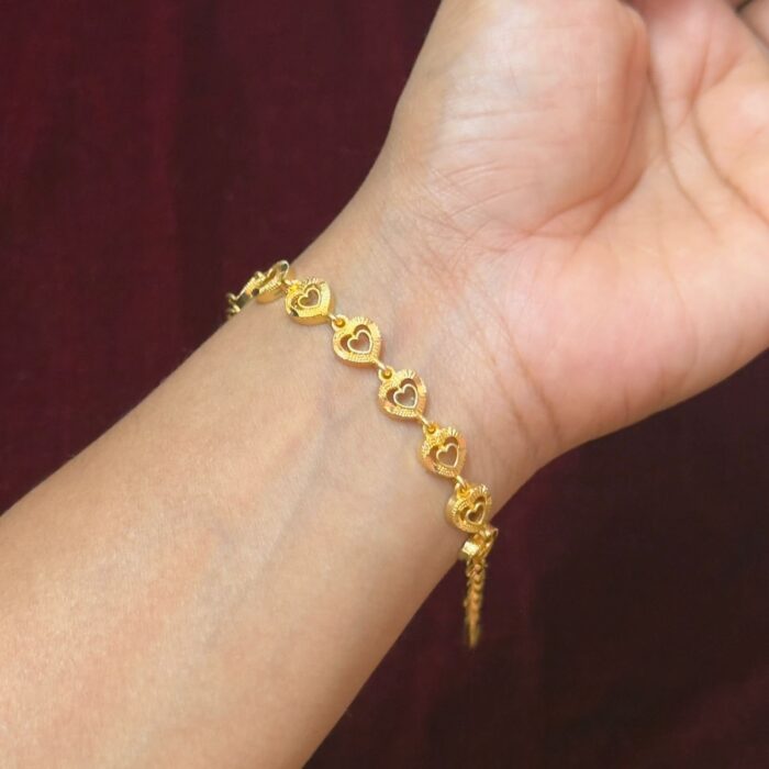 PREMIUM GOLD PLATED DOUBLE HEART BRACELET (BR023)