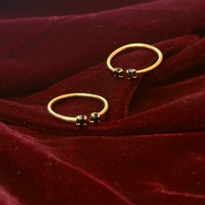 GOLD PLATED BLACK DOUBLE STONE MINCHI (MI005)