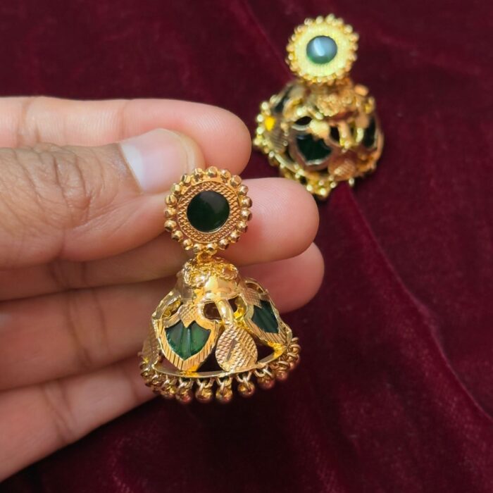 PREMIUM GOLD PLATED TRADITIONAL PALAKKA BRIDAL JHUMKHA (JK007)
