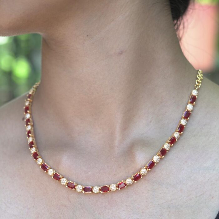 RED SUFI WITH WHITE AD STONE NECKLACE AD002