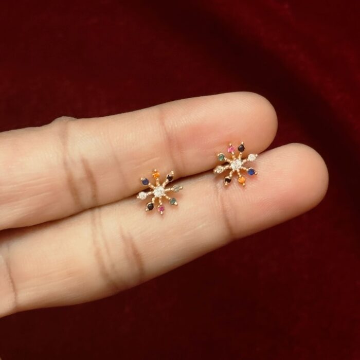 DIAMOND REPLICA  NAVRATNA STUD/ NOSE PIN  (STD002)