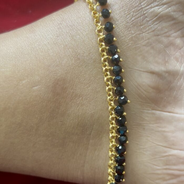 ANKLET  BLACK BEADS HANGING ( ANK020 )