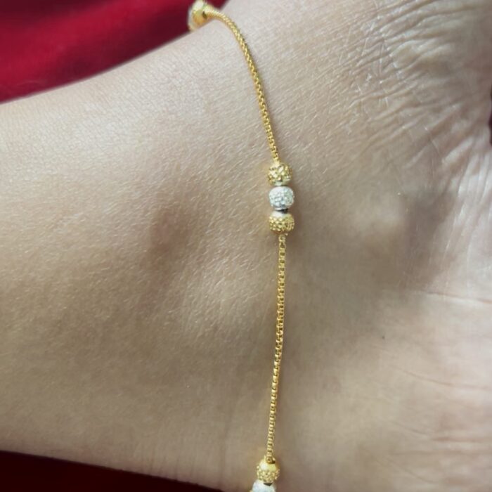 ANKLET  WHITE GOLD 3 BALLS (ANK009 )
