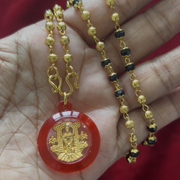 GURUVAYOORAPPAN  BLACK BEADS CHAINS AND RED PENDANT  (HG8P004)