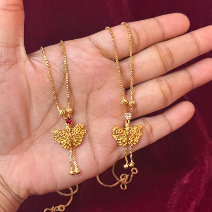 18 INCHES GOLD PLATED BUTTERFLY PENDENT (NECK040)