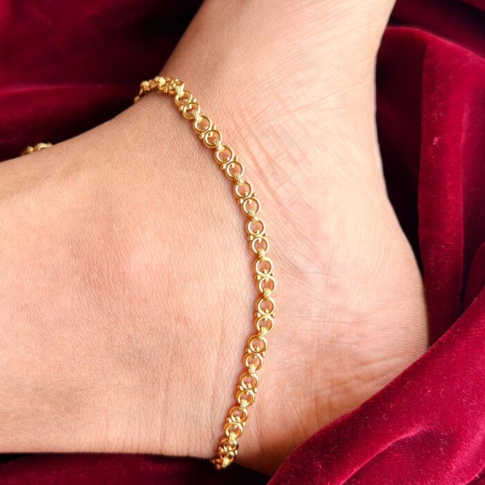 ANKLET GOLD PLATED ROUND MATTE ANKLET (ANK038)