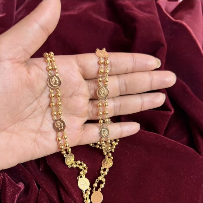 24 INCH GOLDEN DOUBLE  LAYER CHAIN (CH8P034) HEAD PANAMALA