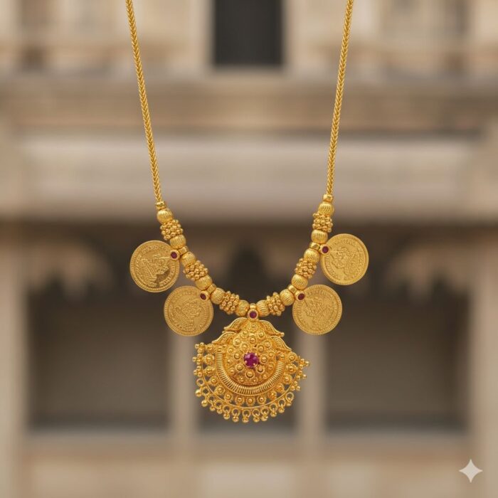 PREMIUM GOLD PLATED LAKHMI COIN NECKLACE (TC013 )