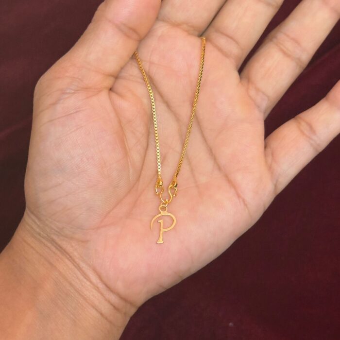 LETTER P ( 18 INCHES BOX CHAIN WITH LOCKET)