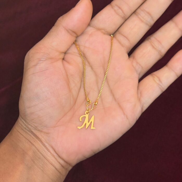 LETTER M ( 18 INCHES BOX CHAIN WITH LOCKET)