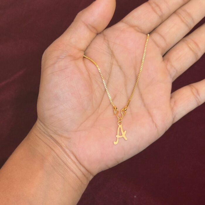 LETTER A ( 18 INCHES BOX CHAIN WITH LOCKET)