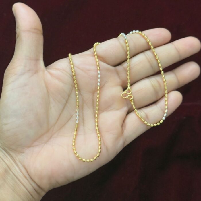 18 INCH  WHITE GOLD GUNGUROO CHAIN (CH6P026)