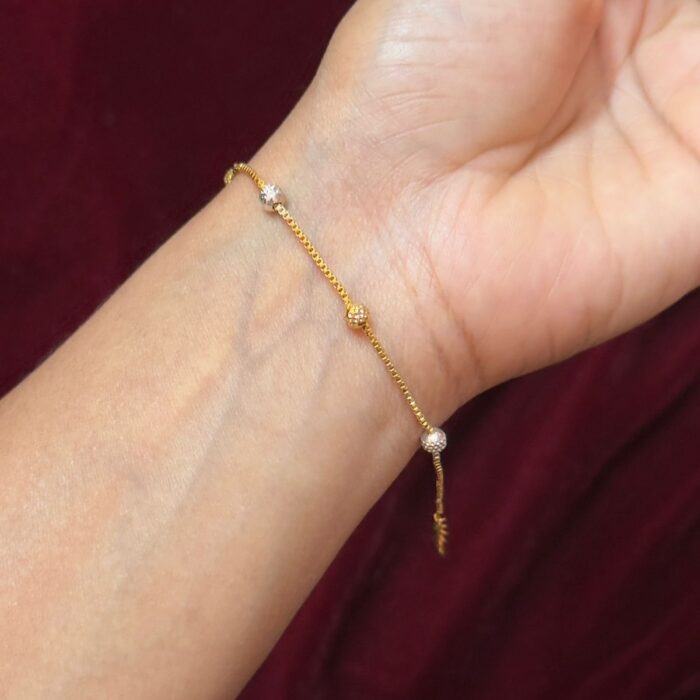 WHITE GOLD THIN SINGLE BALL BRACELET (BR031)