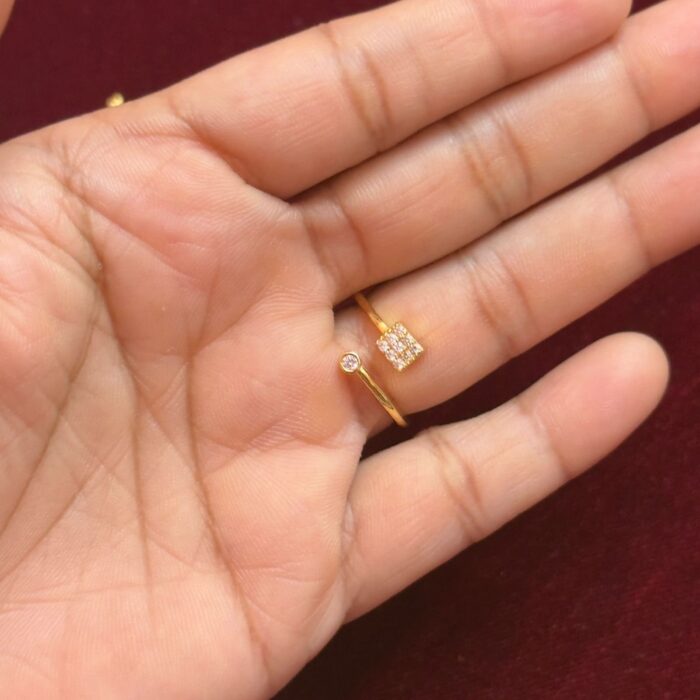 ADJUSTABLE RING WHITE STONE SQUARE RING (AR025)