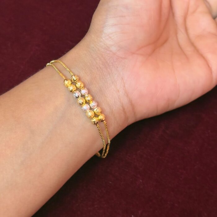 WHITE GOLD DOUBLE LAYEAR 7 BALL BRACLET (BR032)