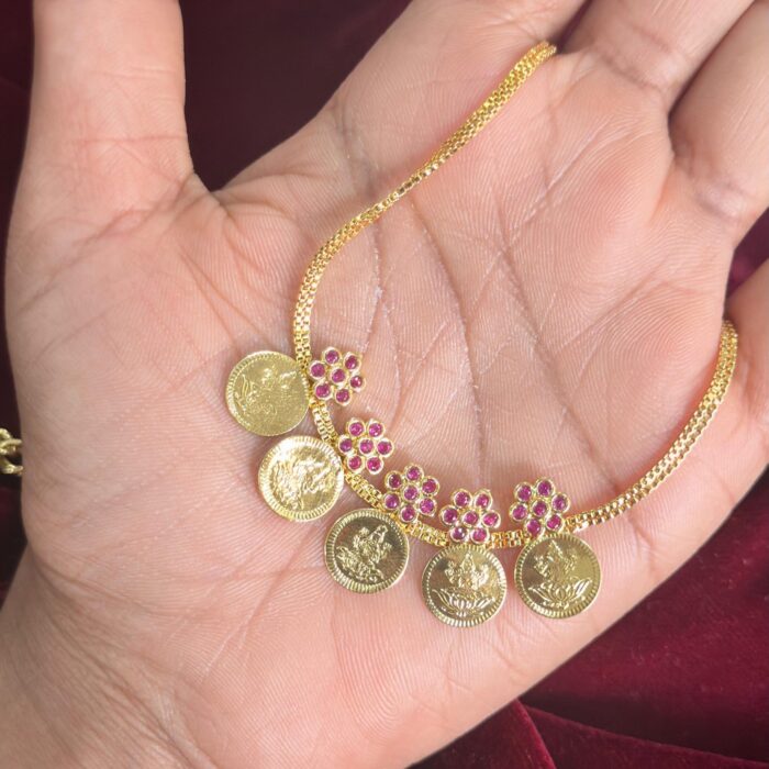 (TC034) PINK STONE FLOWER KASHI NECKLACE
