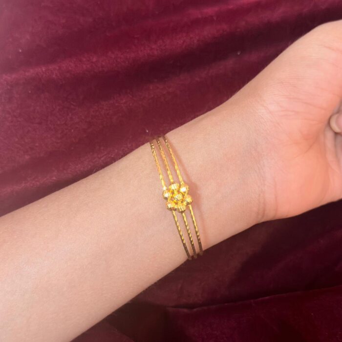 ADJUSTABLE BANGLE 3LAYER GOLD BEADED BANGLE (AB019)
