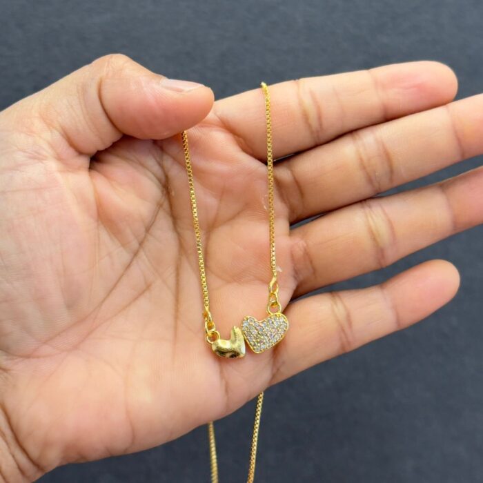 (NECK050) 18INCHS GOLD PLATED LOVE AND DAIMOND LOVE