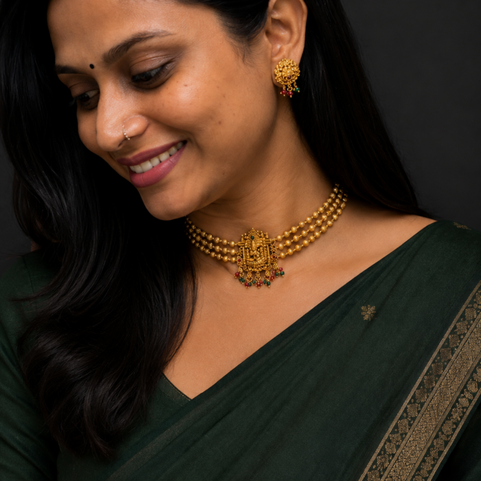 ATQ13  ANTIQUE TEMPLE LAKSHMI CHOKER
