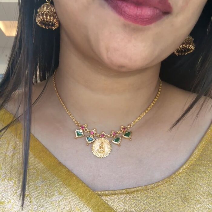 (TC024) GOLD PLATED PALAKKA LAKSHMI PENDANT NECKLACE