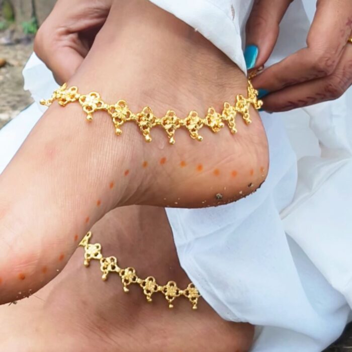 ANKLET GOLD PLATED  PREMIUM QUALITY BRIDAL ANKLET RUKMINI (ANK042)