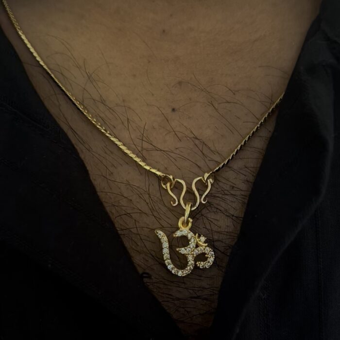 18 INCH UNISEX CHAIN WITH DIAMOND OHM PENDANT - PARAMASHIVAM