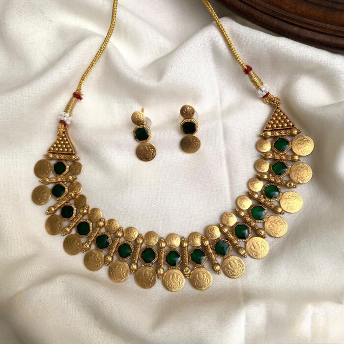 ATQ 44 PALAKKA COIN ANTIQUE CHOKER WITH EARRING