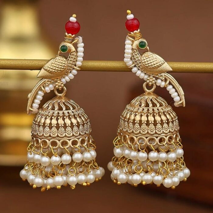 (ATQ JK 52) ANTIQUE PEACOCK JHUMKA