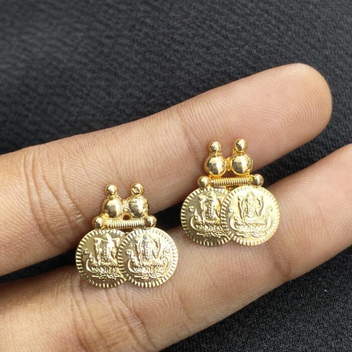 (GSTD016) GOLD PLATED 2 COIN STUD