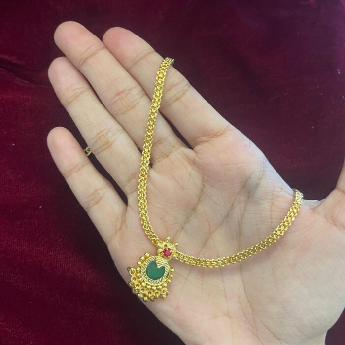 (TC048) TRADITIONAL GOLD PLATE 18 INCHES URVASHI CHAIN WITH PALAKKA PENDANT