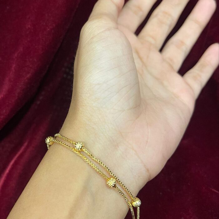 GOLD PLATED GOLDEN BALL DOUBLE BRACELET  (BR039)