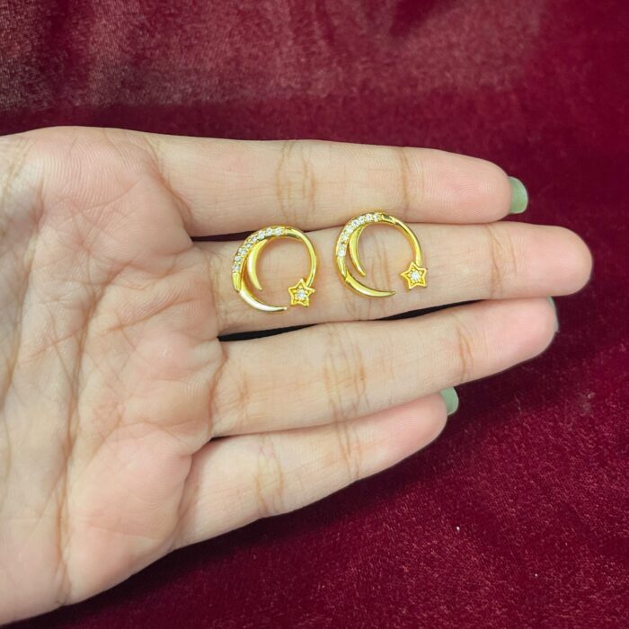 GOLD PLATED AD STONE ROUND STAR STUD (GSTD014)