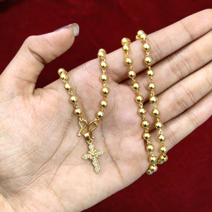 24 INCHES CHAIN WITH PREMIUM AD STONE CROSS PENDENT