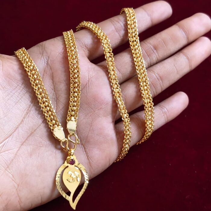 24 INCHES RAIL CHAIN WITH PINK STONE THALI