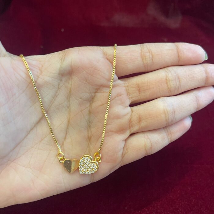 (NECK002) 18INCHS AD STONE HEART PENDANT WITH BOXCHAIN